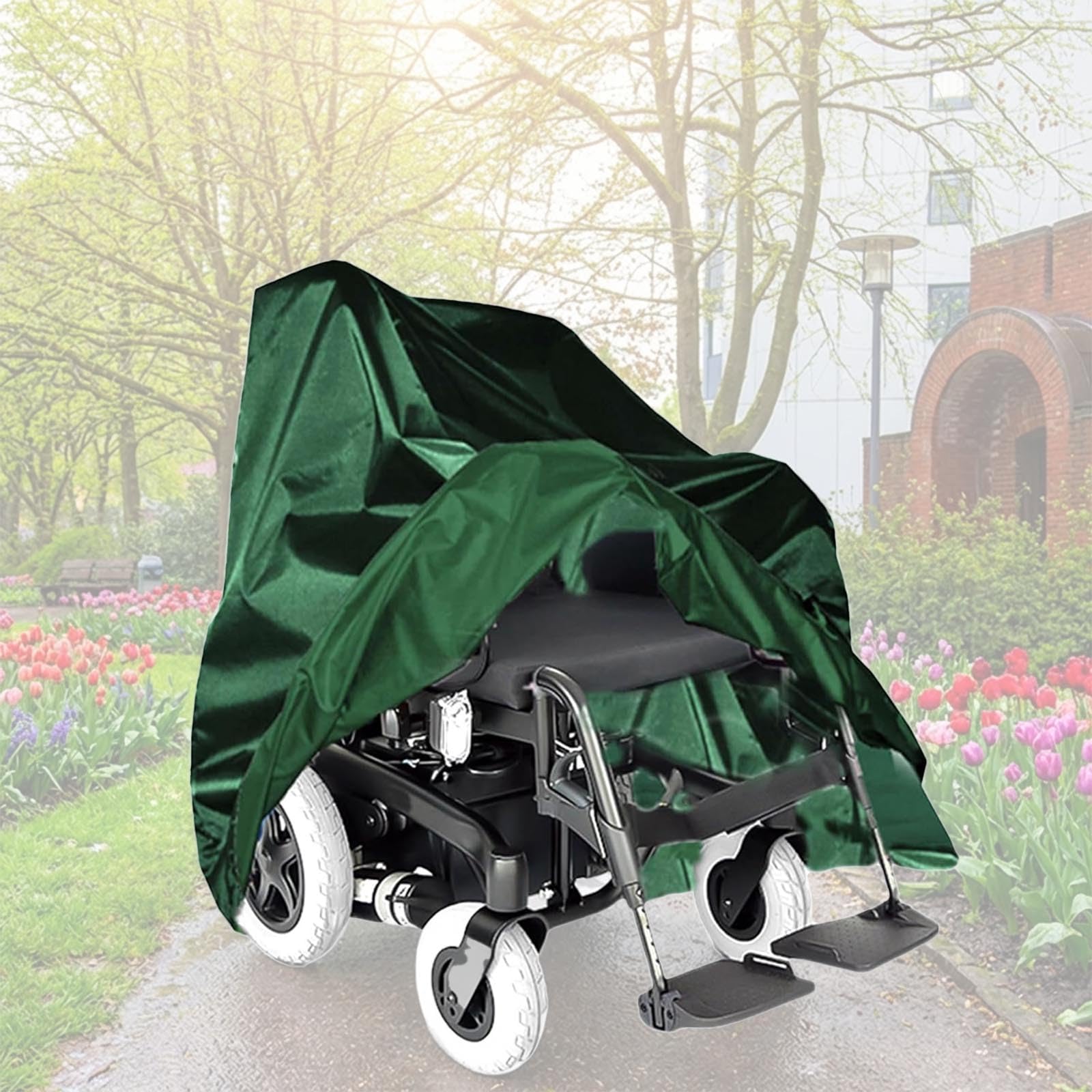 Litematira Green Wheelchair Storage Cover For Elderly Disabled - Mobility Scooter Protector, 210D Waterproof Heavy Duty Prevent Snow Rain Sun (30"Lx39"Wx39"H)