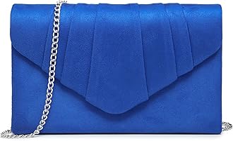 Dasein Women's Evening Bag Pleated Envelope Clutch Handbag Wedding Party Bridal Purse, 1-velvet Blue, One Size