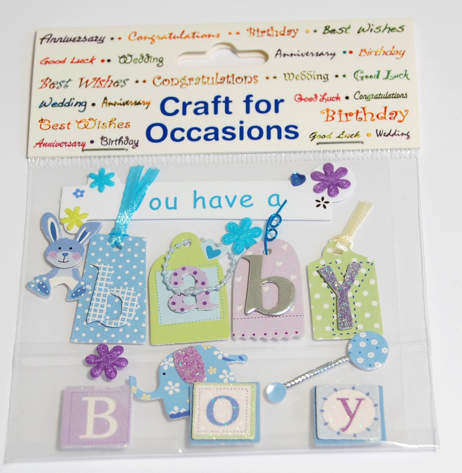 Blue Baby Boy Assorted Papercraft Embellishments