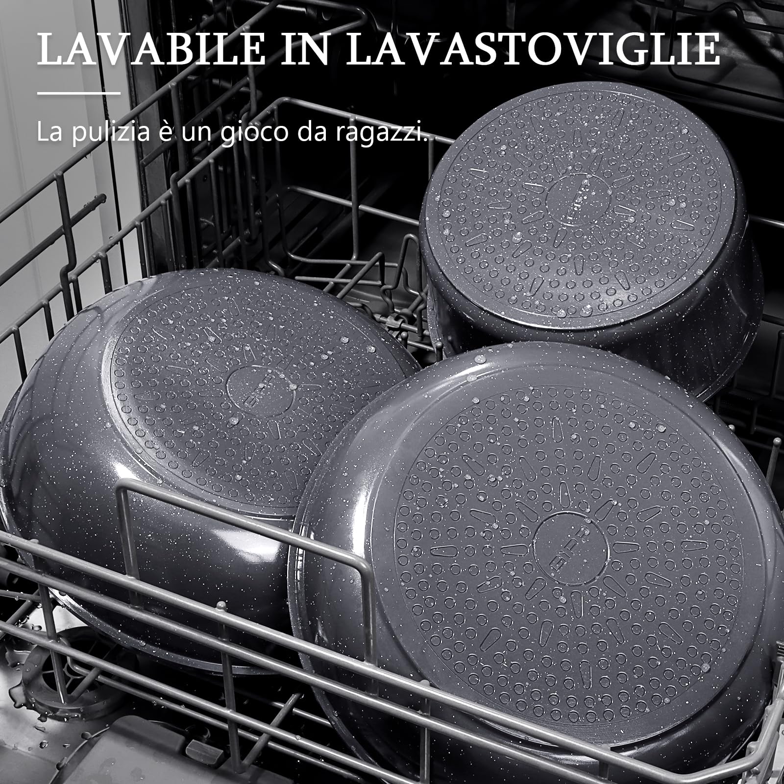 GiPP Set di Pentole e Padelle Ceramiche Antiaderenti 3 Pezzi con Manico Amovibile - Cucina Sana per Camper, Senza Tossine, Compatibile Induzione/Forno/Lavastoviglie