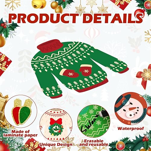 Miniatura 3 de Marspark - 68 piezas de decoración de Navidad para el aula, decoración de borde de anuncios de Navidad, recortes de suéter feo, recortes de suéter