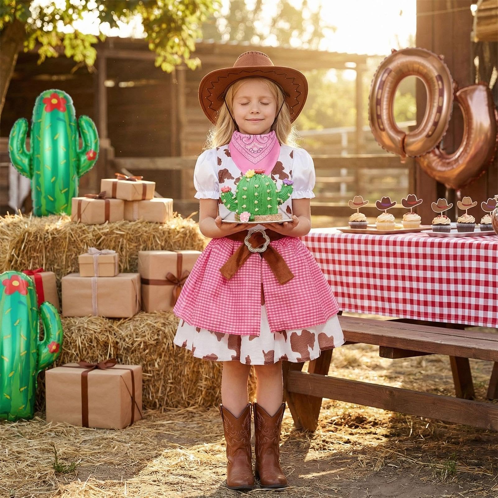 Conjunto de disfraz de vaquera para niños, 3 piezas