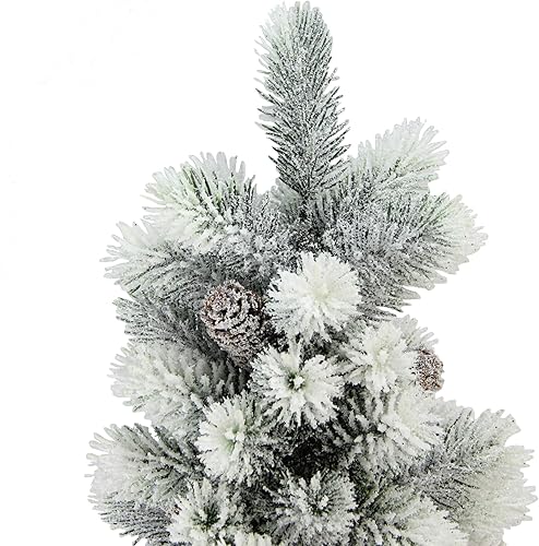 Miniatura 2 de Northlight Árbol de Navidad de pino con bayas en jarrón de arpillera, 19 pulgadas, blanco