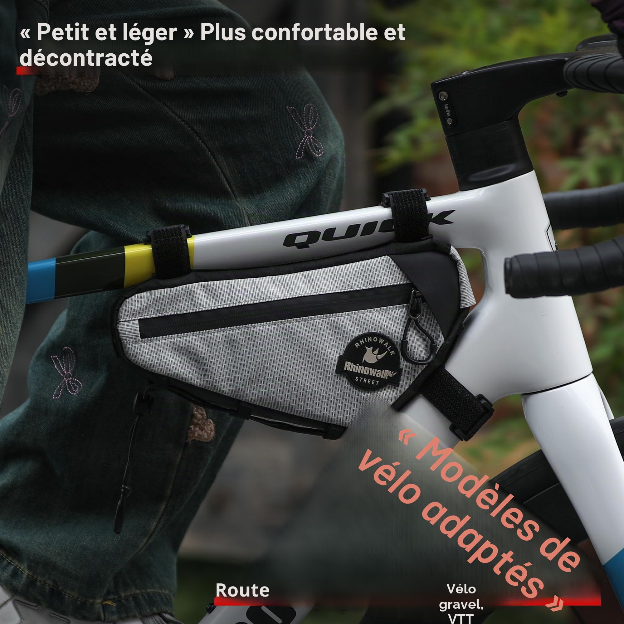 Rhinowalk Sacoche de cadre de vélo étanche - Sacoche triangulaire pour vélo - Accessoires de cyclisme professionnels - Blanc pour Bicyclette