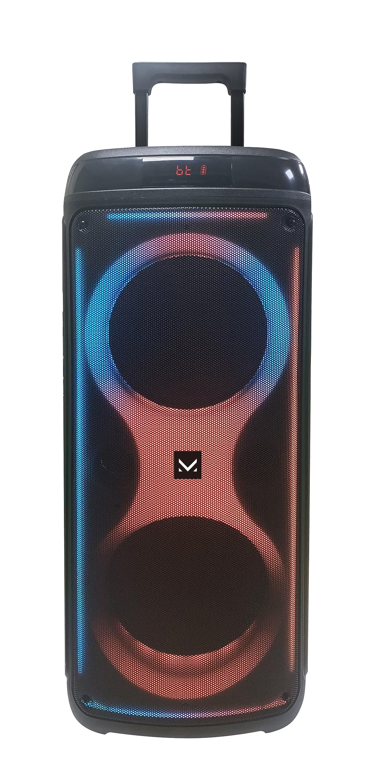 Majestic FLAME T88 – Party speaker Bluetooth a trolley, Luci LED, ingressi USB/MICRO SD/AUX/MIC, Telecomando e Microfono, TWS, Batteria ricaricabile, Maniglia e ruote per il trasporto