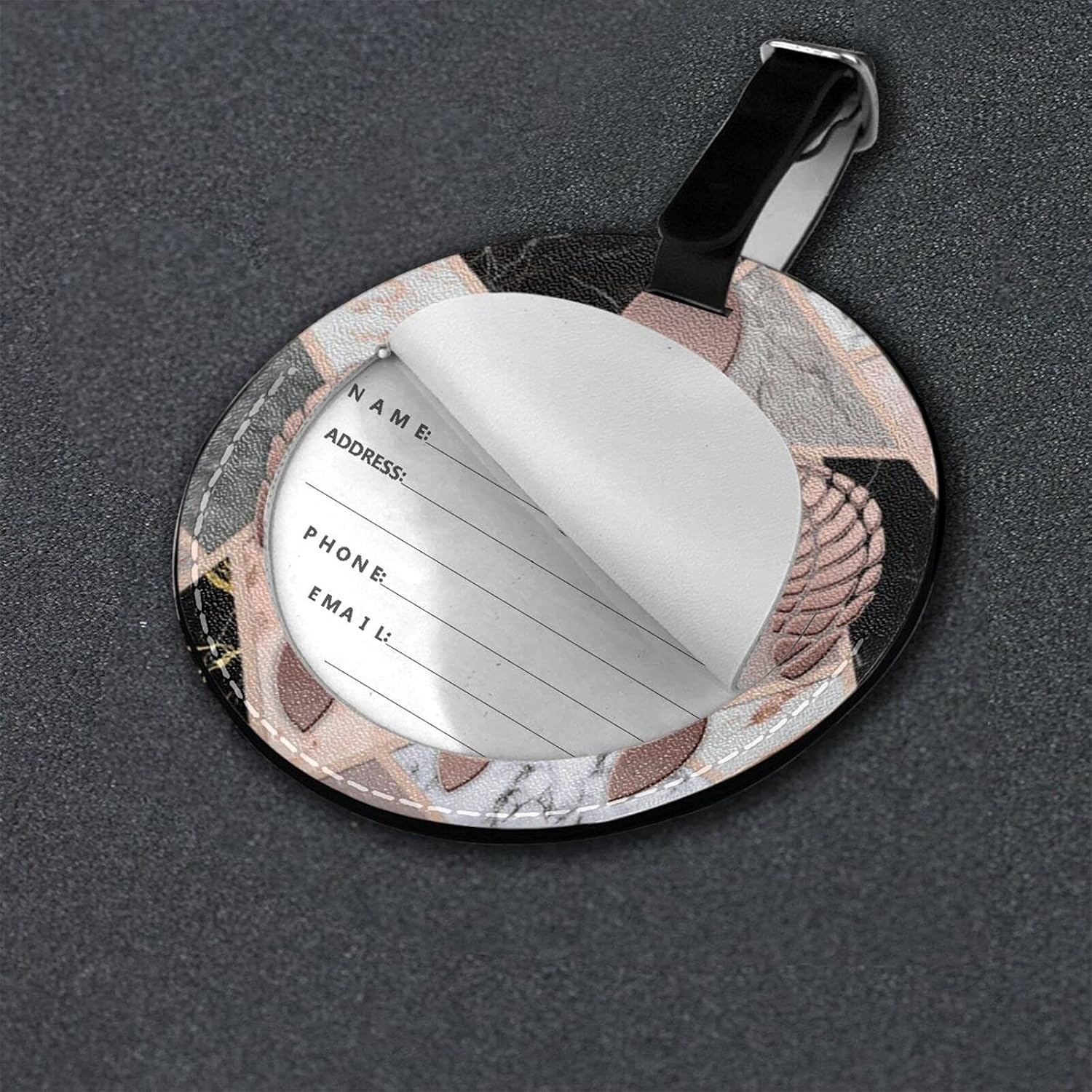 Luggage Tag Rose Gold Sea Turtle White Gray, Pu Leather Bag Travel Suitcases Id Identifier Baggage Label for Women Men Boys Girls