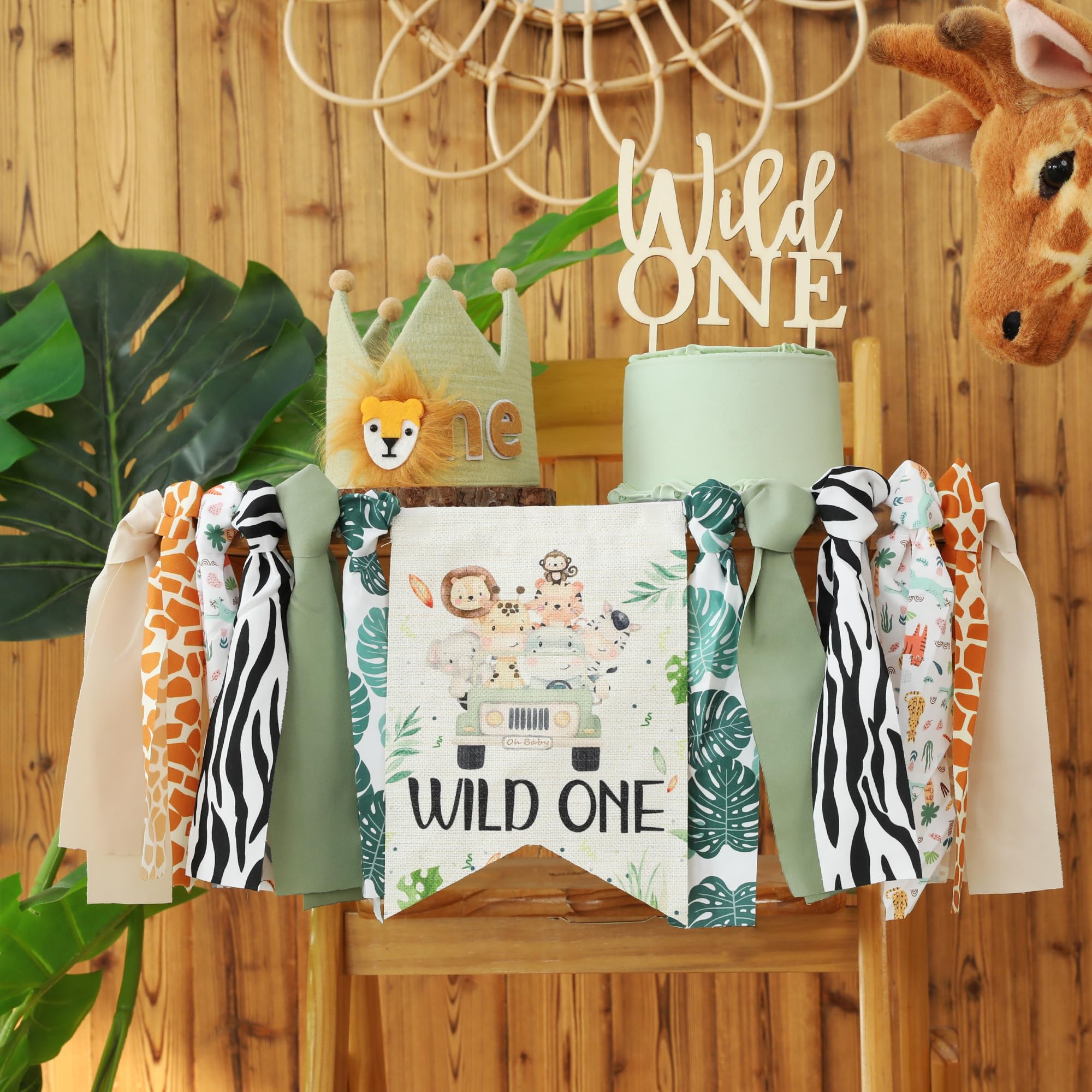 HODIHIWI Wild One Birthday High Chair Banner Party Decoration For Boys Jungle Theme Decorative For Kids Bedroom