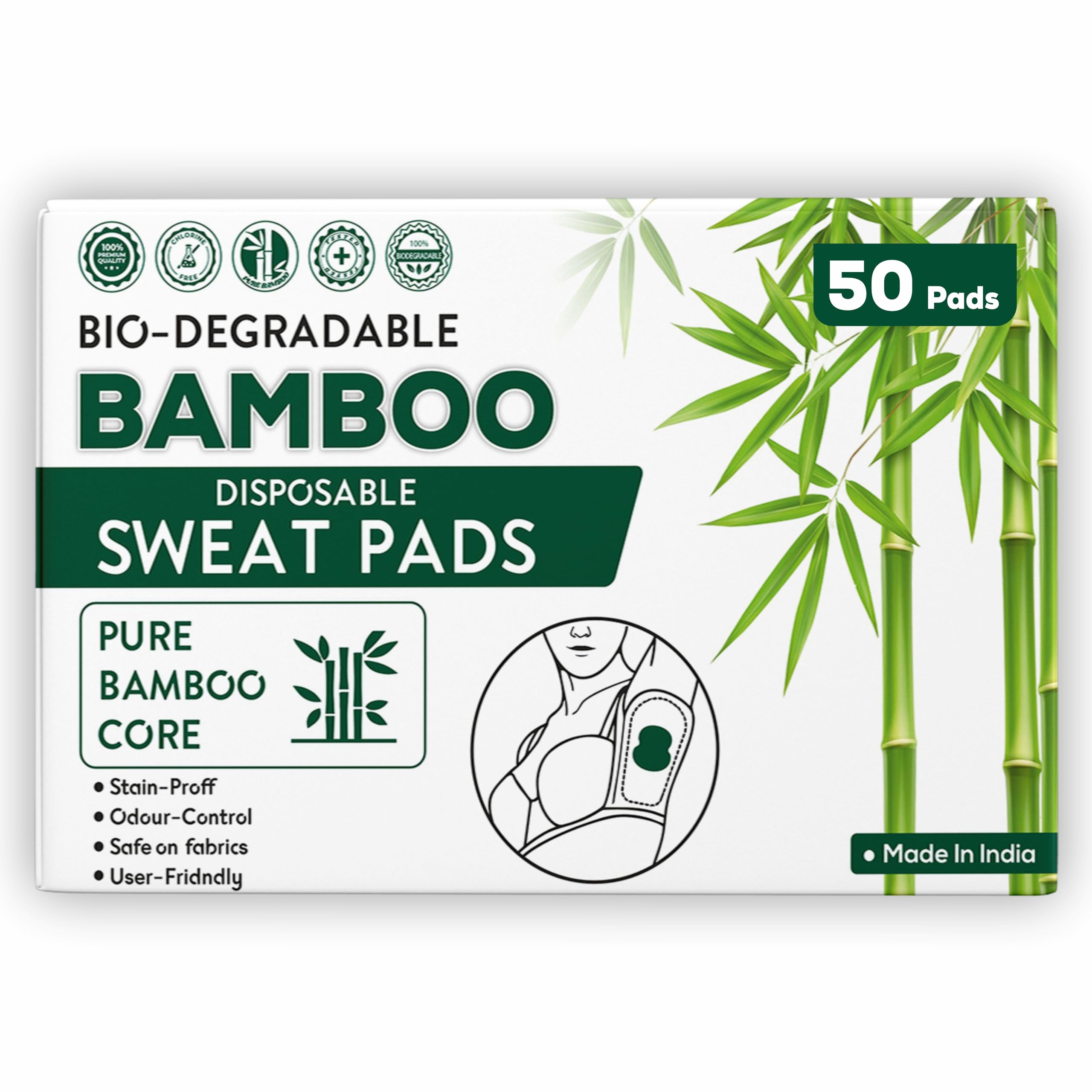 ELON Sweat Pads for Underarms For Women & Men | 50 Pads | For Underarm Sweat Stains & Foul Odour | Armpit pads | Prevents Stains | Breathable And Deodorizing | Self Adhesive Glue | Quick Absorption