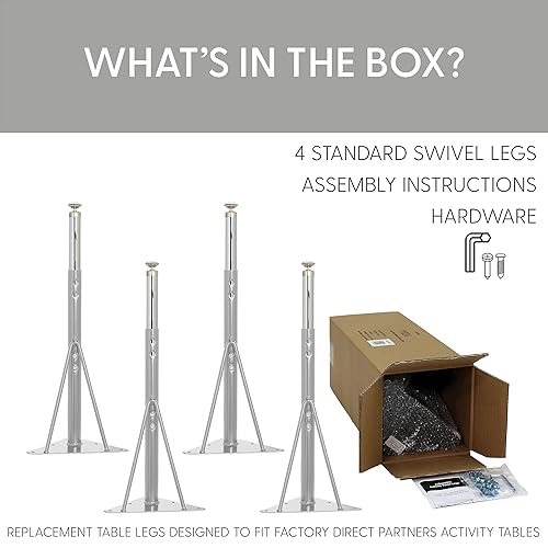 Miniatura 2 de Factory Direct Partners Patas de mesa giratorias estándar de repuesto para mesas de actividad FDP, altura ajustable de 19 a 30 pulgadas, incluye