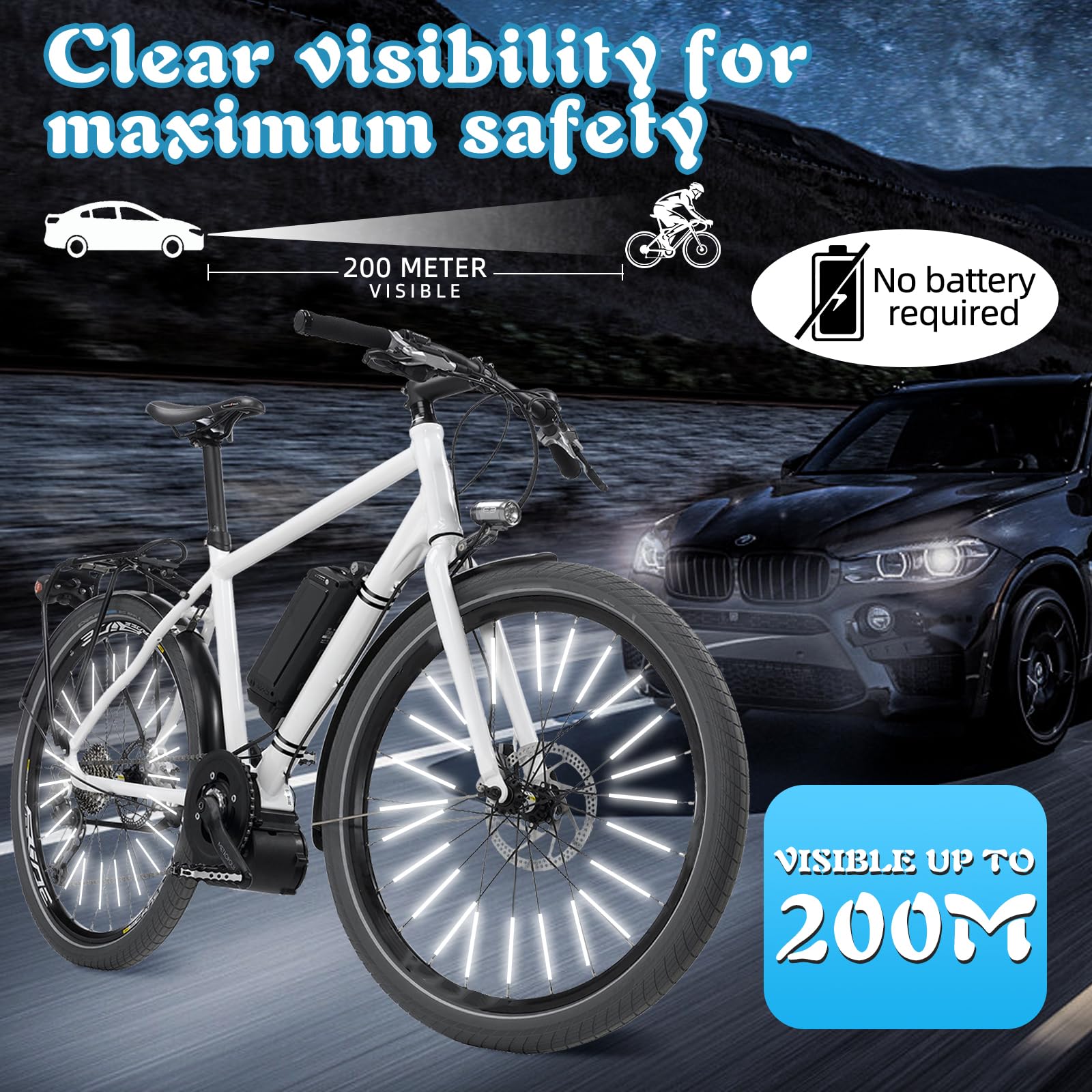 Szprychy Reflektory Rowerowe 96 szt., Szprychy Obejmuje dla odbicia 360°, Alternatywa dla Katadiopterów rowerowych, akcesoria rowerowe dla dzieci, kompatybilne ze wszystkimi standardowymi rowerami