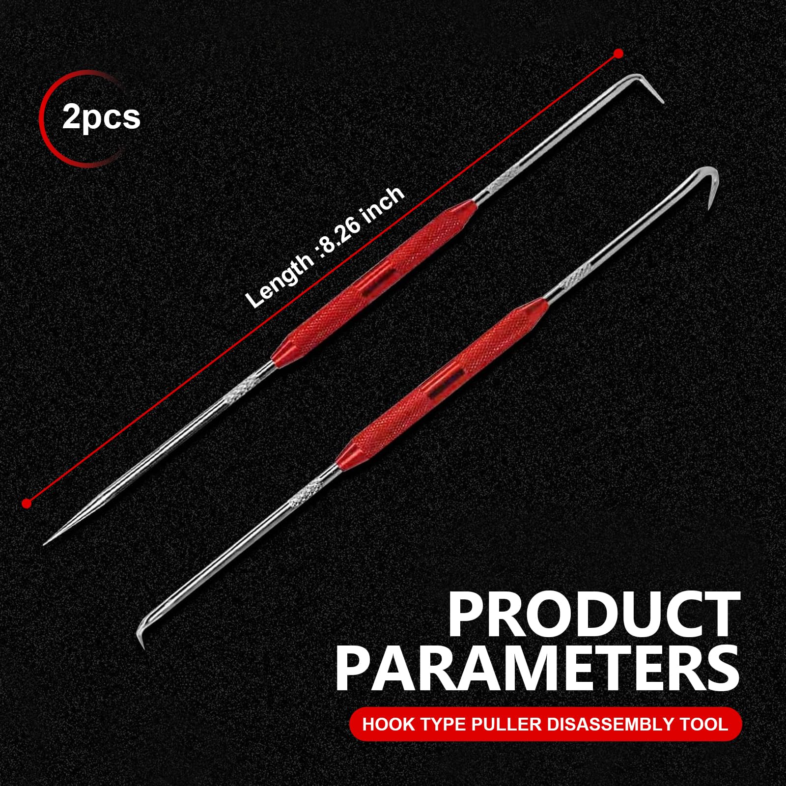 Nomocale 2 PCS Car Puller, 8.26In Portable Durable Metal Vehicle Puller Precision Accessories, Universal Waterproof Automotive Tire Crowbar Screwdriver Hook for Most Cars (Red)