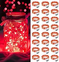 Vista 34 de AIKEI Paquete de 12 luces LED de hadas que funcionan con pilas, guirnaldas de luces impermeables de 7 pies, 20 luces LED de luciérnagas estrelladas