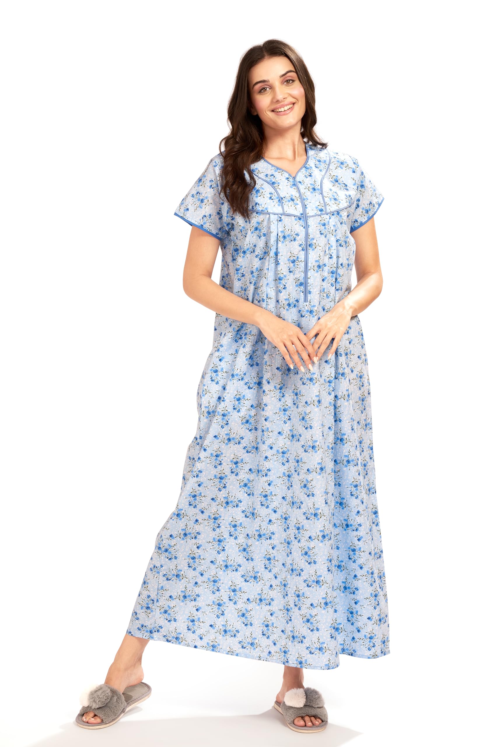 Women Printed Cotton Nightwear Nighty Maxi 7118