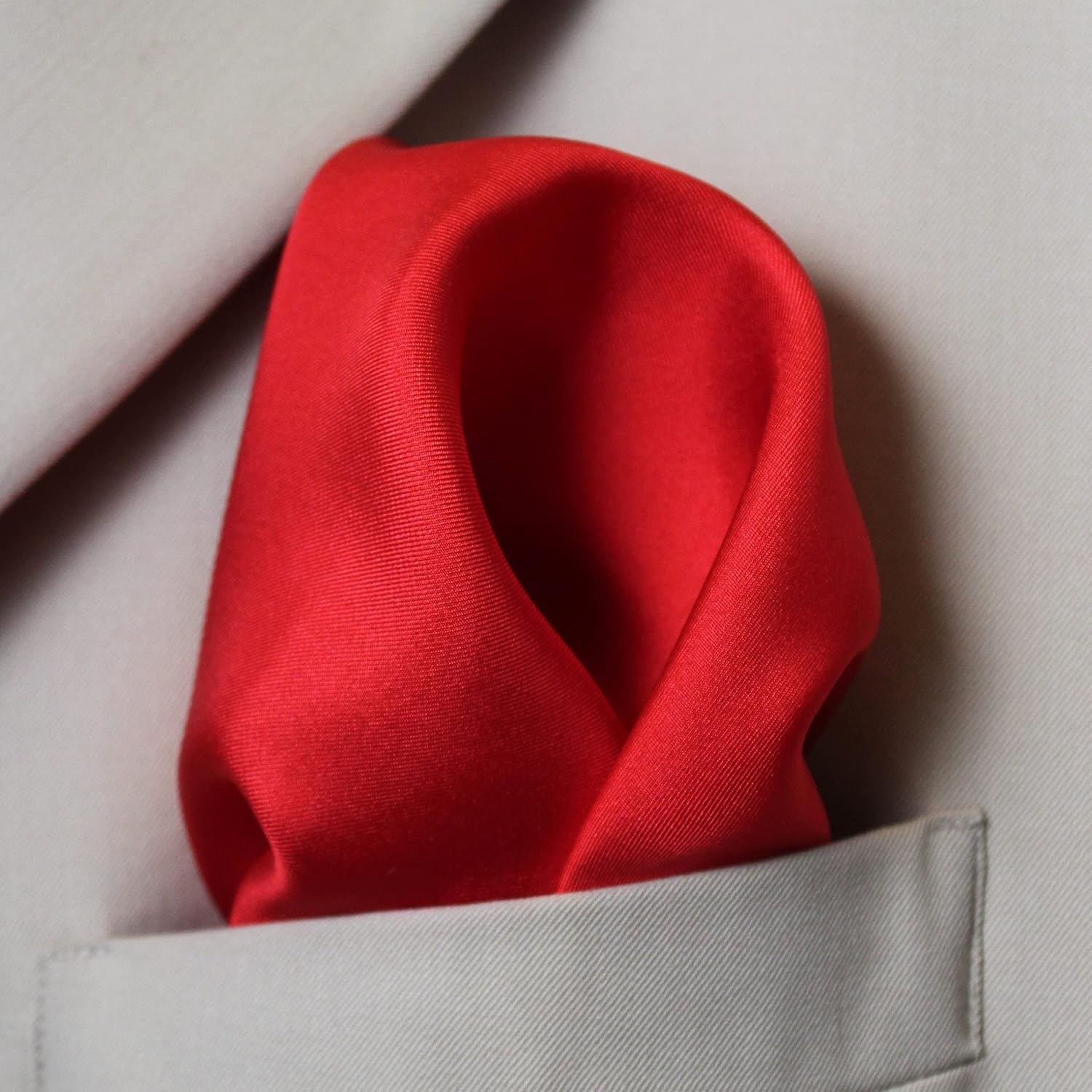 Royal Silk Fine Red Silk Twill Pocket Square for Men 100% Silk - Full-Sized 17"x17" - Image 7