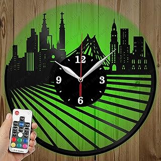 LED Vinyl Clock - Light Vinyl Wall Clock - Sao Paulo Skyline - Original Gift Custom - Art LED Clock Design - Personalised LED Vinyl Record Wall Clock - Unique LED Light Home Decor