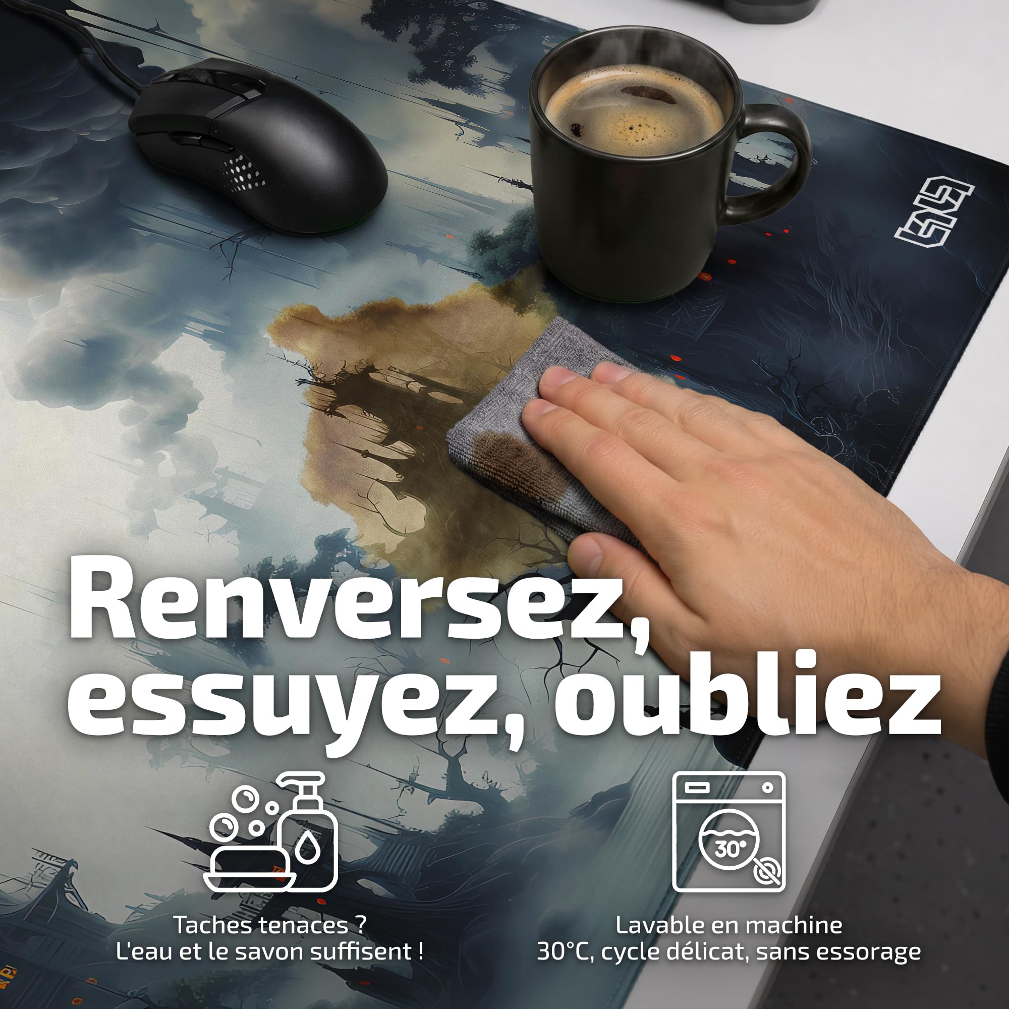 Tilt Grand Tapis de Souris Gamer XXL 100x50 cm | Tapis de Bureau Gaming Anti-Dérapant | Mouse Pad Imperméable pour PC et Accessoires Gaming | Tapis de Clavier (Dark and Darker)