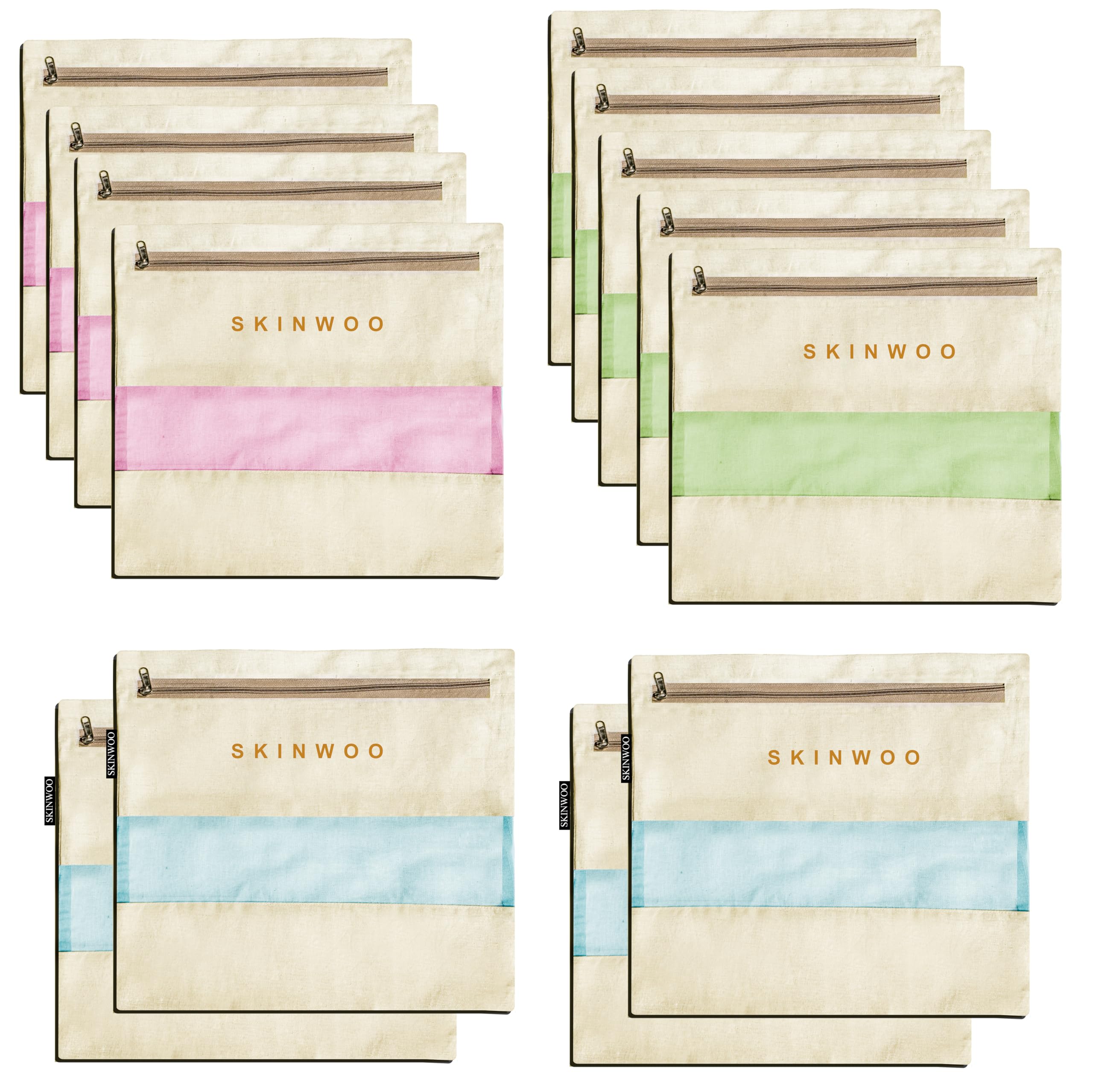 Skinwoo Cotton Saree Bags Storage/Covers For Clothes Set Of 12, Large Cloth Cover (15 X 17 Inches) With Zip Closure For Clothes And Wardrobe Organizer With Transparent Mesh Window (12, Beige) (B0BJDN74WM) Amazon Price History, Amazon Price Tracker