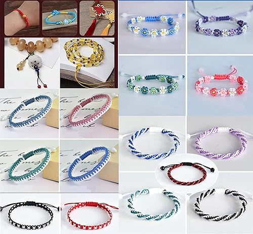 Miniatura 7 de KONMAY Cuerda de nailon negro de 0.031 in con estuche para pulseras, cordón de satén de nailon trenzado de 130 yardas para fabricación de joyas,