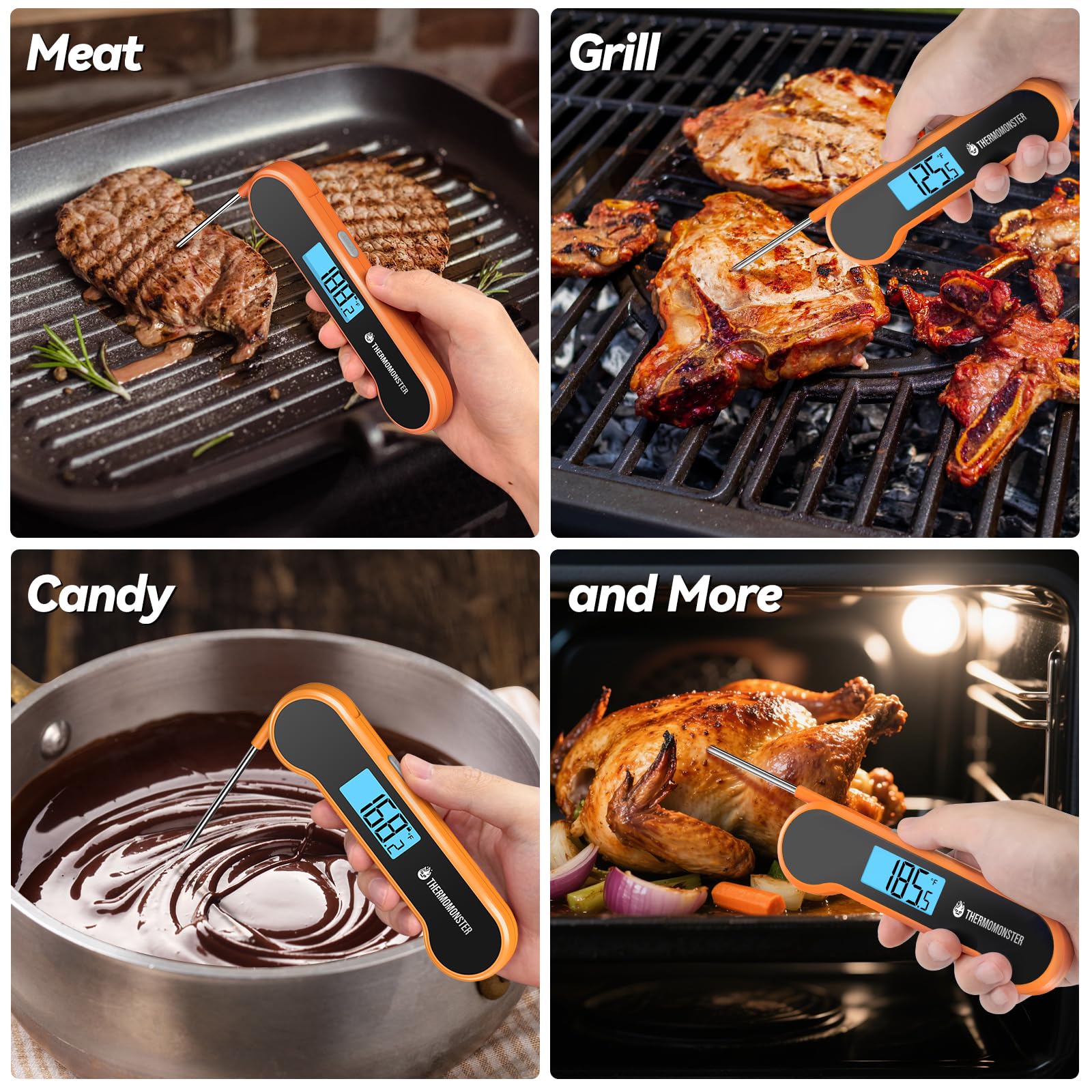 Termometro digitale per carne a lettura istantanea da 0,5 secondi con precisione ± 0,5 - 15 °C, termometro per alimenti per cucinare gadget da cucina, forno, grill, caramelle, barbecue, accessori