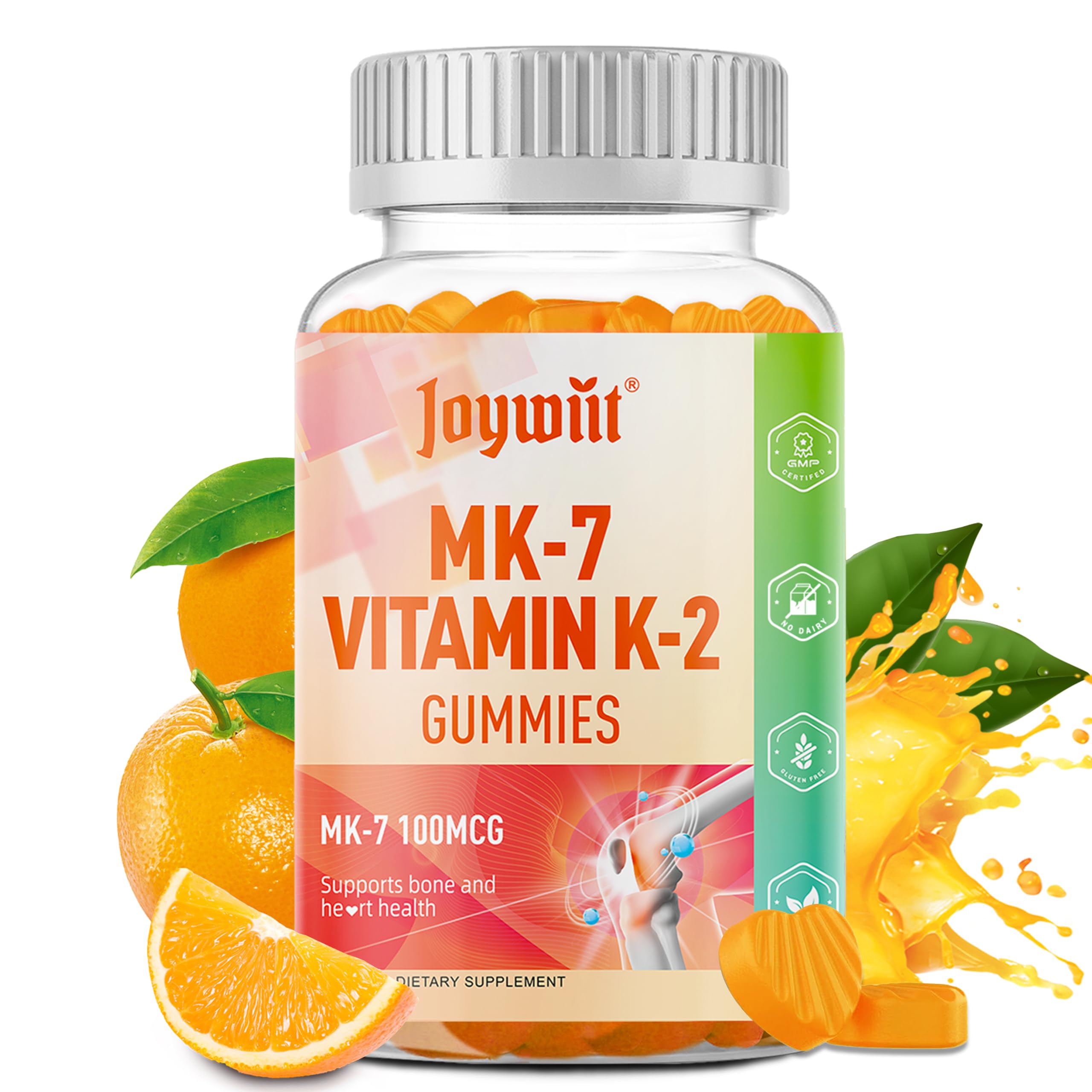 Vitamin K2 MK-7 Gummies 100mcg, Extra Strength K2 Vitamin Supplement 60 Count (Pack of 1)