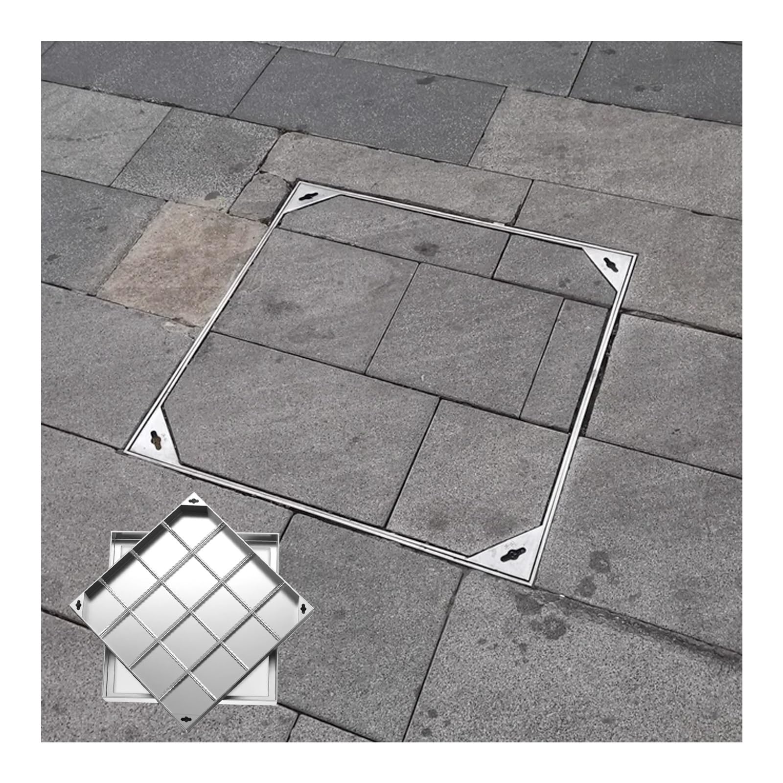 WXPGFEQ Invisible Manhole Cover & Sump Pump Cover 40x40cmSeptic Tank Solut for Yard & Parking Lot Draina Weather Resistant Easy Installat.