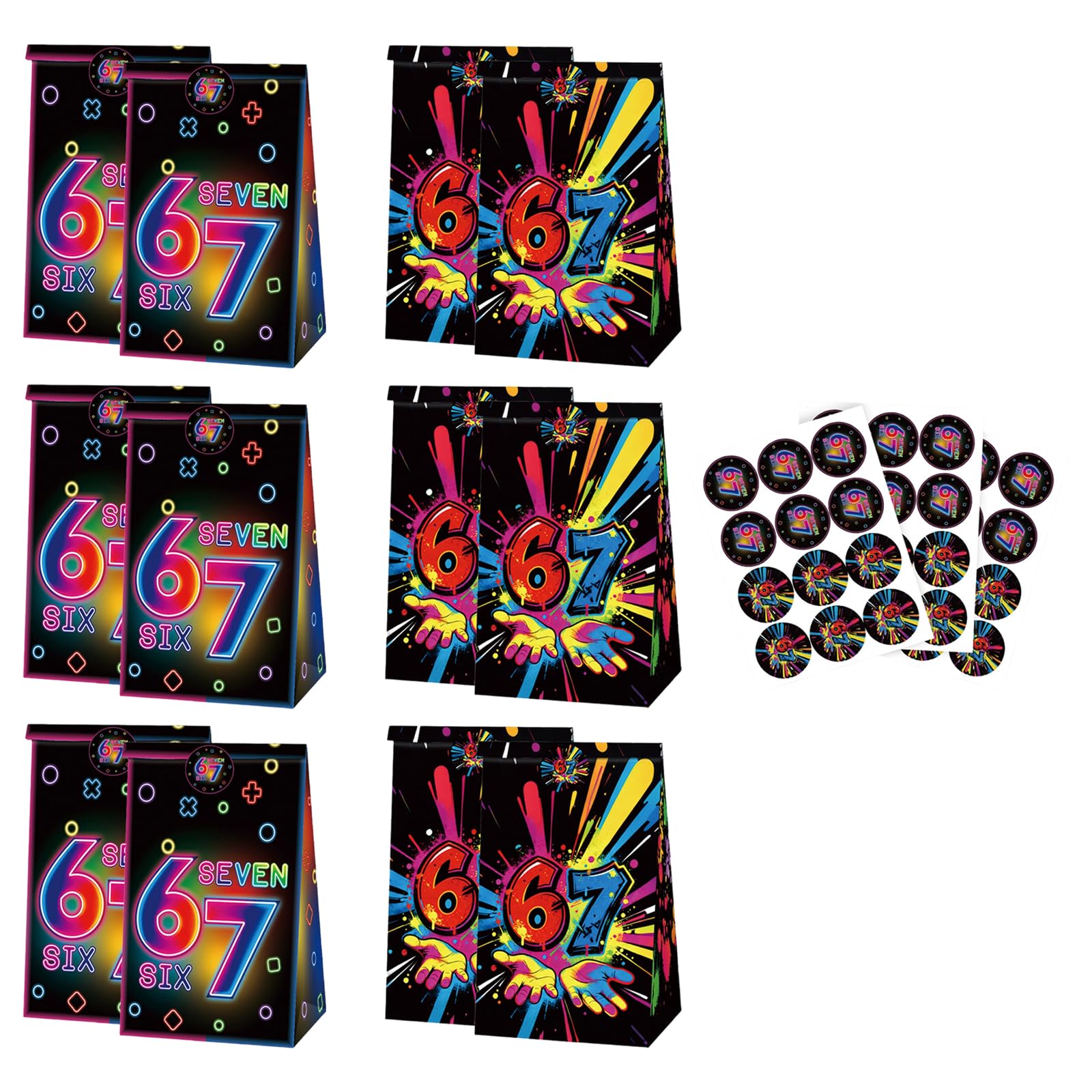 Tsophreniq Candy Treat Bag for Party Treats 67 Paper Food Bags and Decorative Stickers Great for Themed Gatherings Birthday Present Packaging