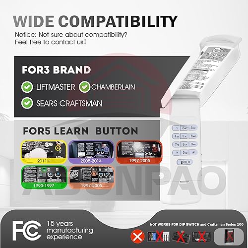 Miniatura 2 de 877Max Universal LiftMaster Chamberlain Craftsman - Teclado para abridor de puerta de garaje