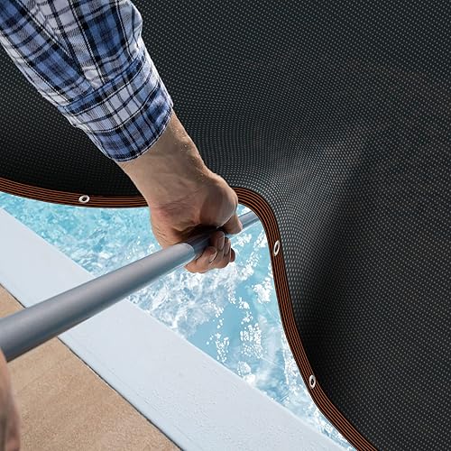 Miniatura 7 de Riakrum Cubierta de red de hojas de piscina de 20 x 40 pies, rectangular, color negro, cubierta de malla para estanque para piscinas enterradas que