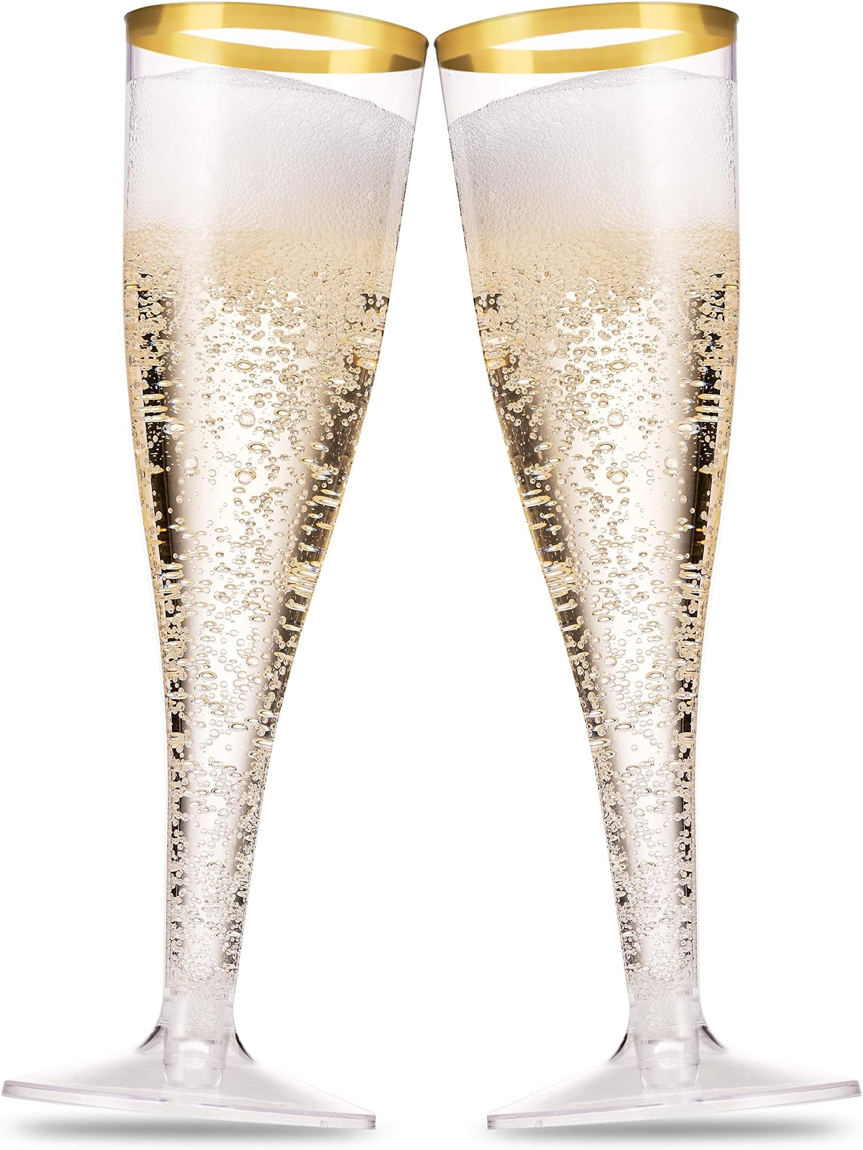 Lot de 100 flûtes à champagne jetables en plastique transparent, 150 ml