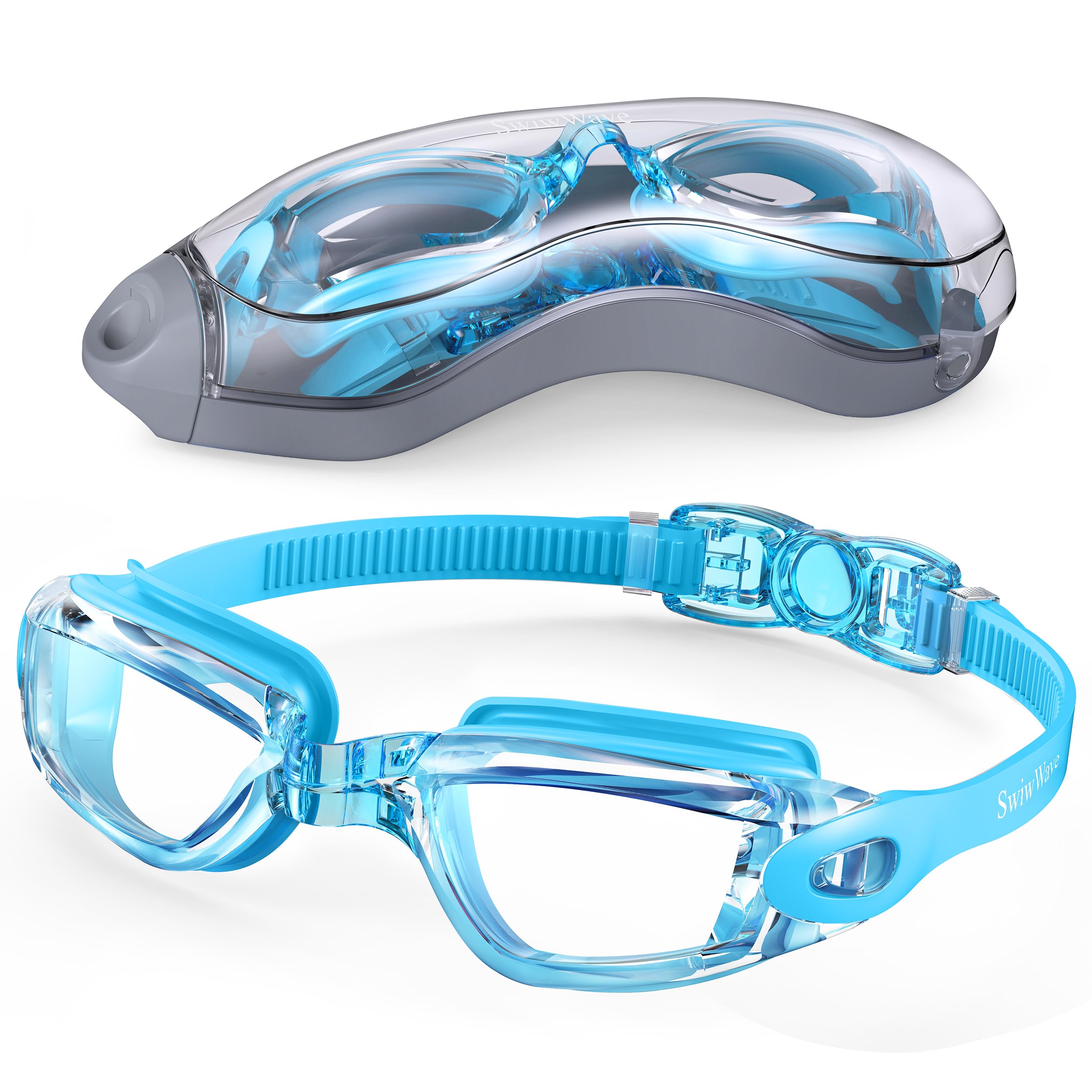 SwiwWave Swimming Goggles for Adult Youth, No Leaking with Storage Case