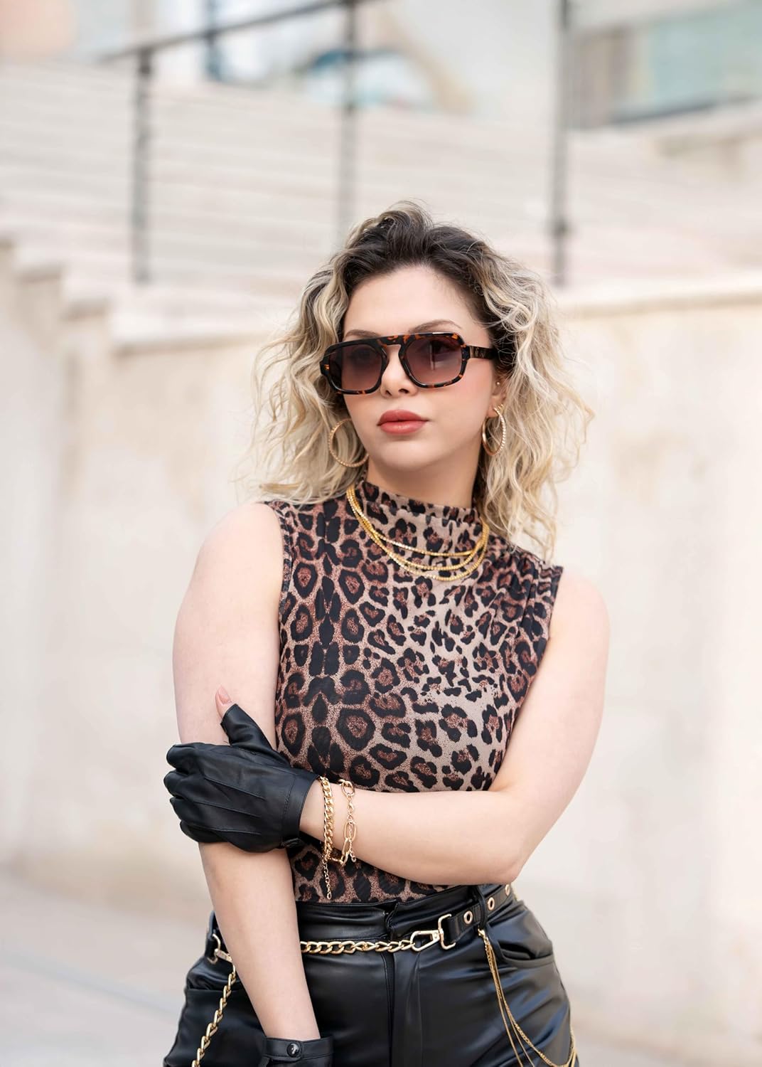 VISOONE Aviator Trendy Sunglasses for Women Men 70s Flat Top Large Retro Fashion Shades Jane - Image 3