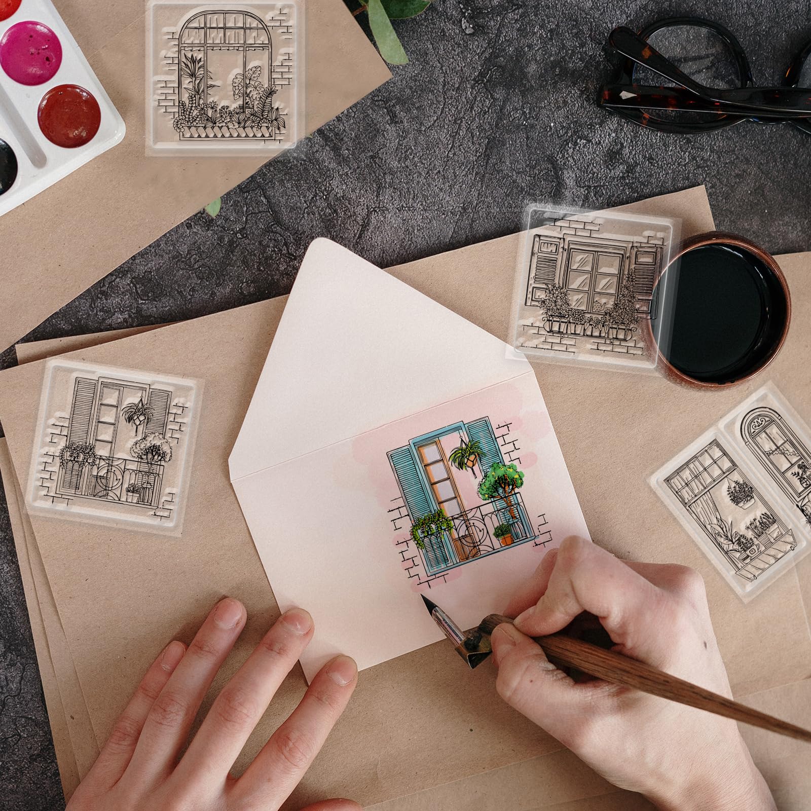 GLOBLELAND Mountain Clear Stamp Road Forest Sun