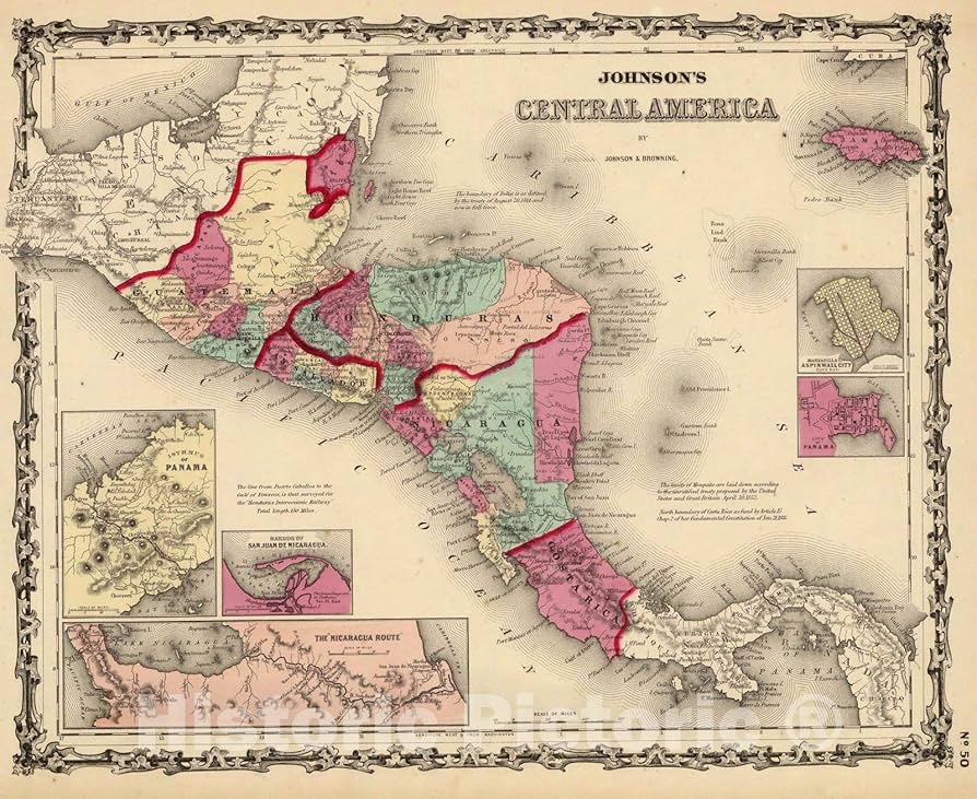 Amazon.com: Historic Map : 1860 Central America. - Vintage Wall