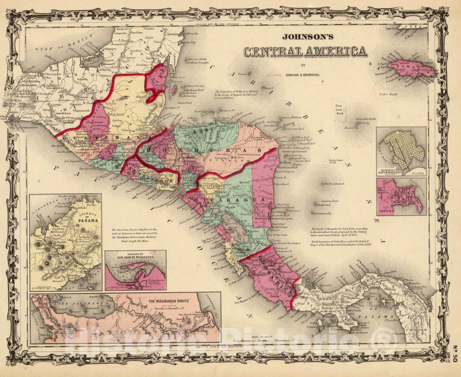 Amazon.com: Historic Map : 1860 Central America. - Vintage