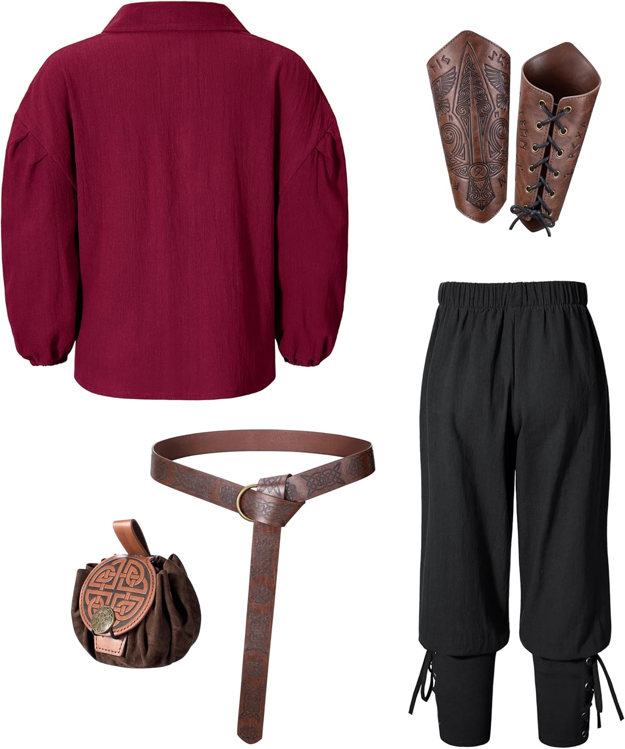 Kids Medieval Viking Pirate Renaissance Tunic Pants Accessories Costume for Boys Cosplay 3-14 Years - Image 4