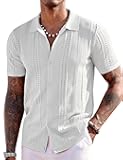 Men's Knit Shirts Short Sleeve Button Down Polo Shirt Fashion Casual Summer Beach Shirts