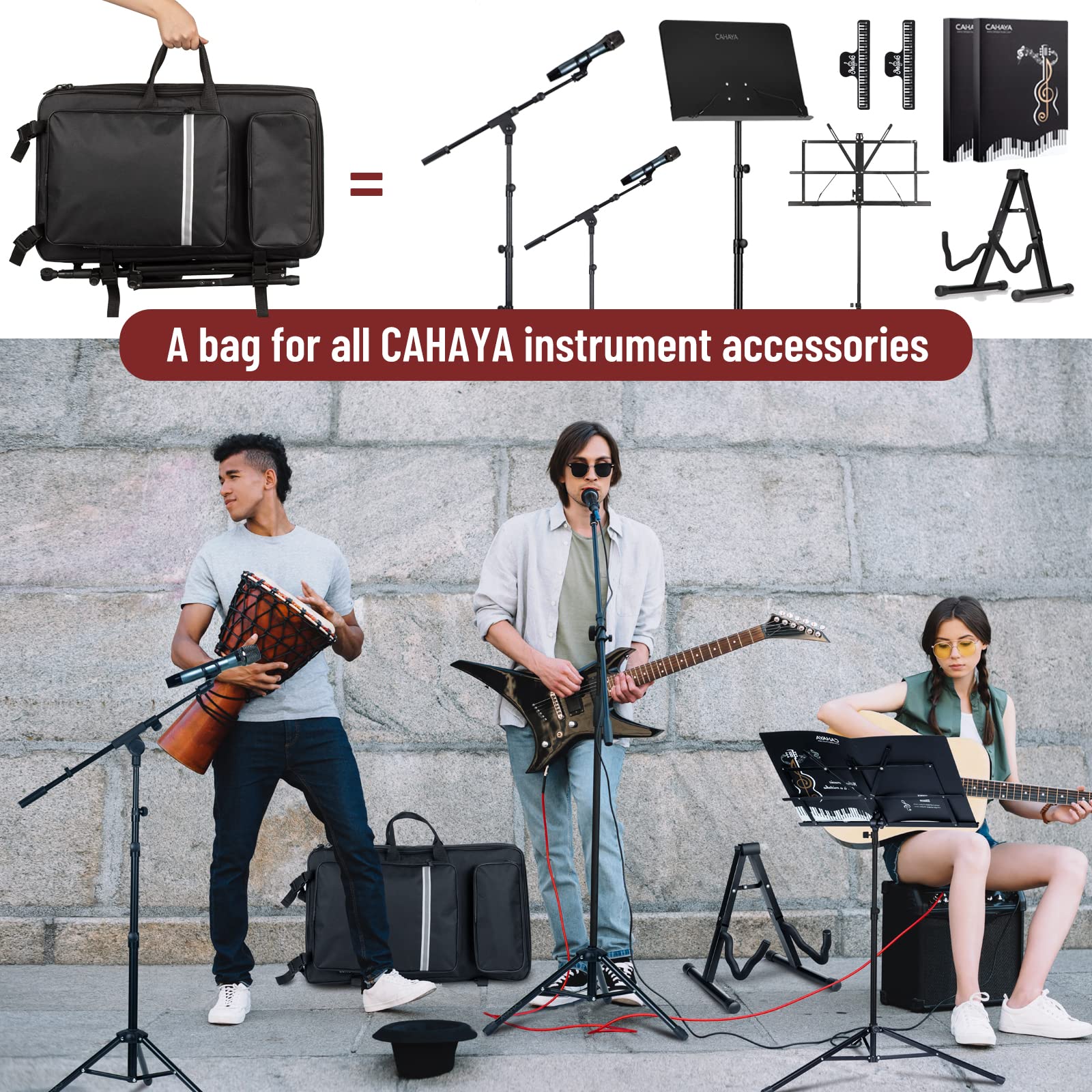 CAHAYA Borsa per Leggio Musicale con Grande Capacità Custodia per Leggio da Orchestra Imbottita Modello CY0286