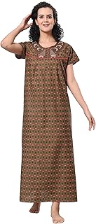 evolove Women's 100% Cotton Supersoft with Beautiful Embroidery Long Maxi Night Gown Nighty Dress with Pocket-picture-19
