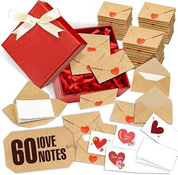 Blank I love you Cards and Envelopes Mini Envelopes with Love Notes