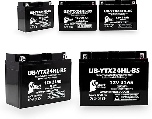 Miniatura 2 de Upstart Battery Paquete de 5 baterías UB-YTX24HL-BS de repuesto para moto de nieve 2004 Arctic Cat King Cat 900 500 CC - Activada de fábrica, sin