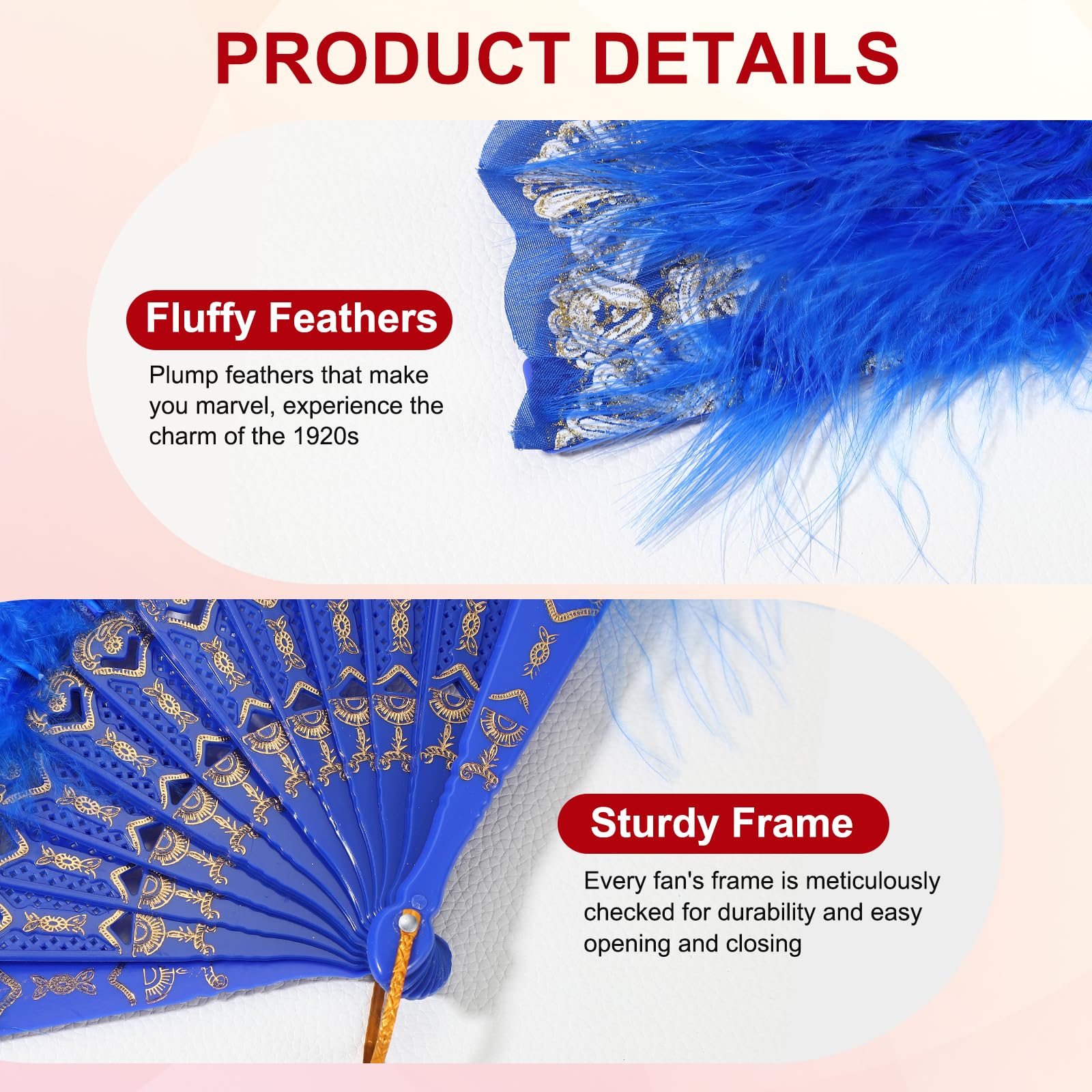 PATIKIL Embroidered Flower Marabou Feather Fan - Image 3