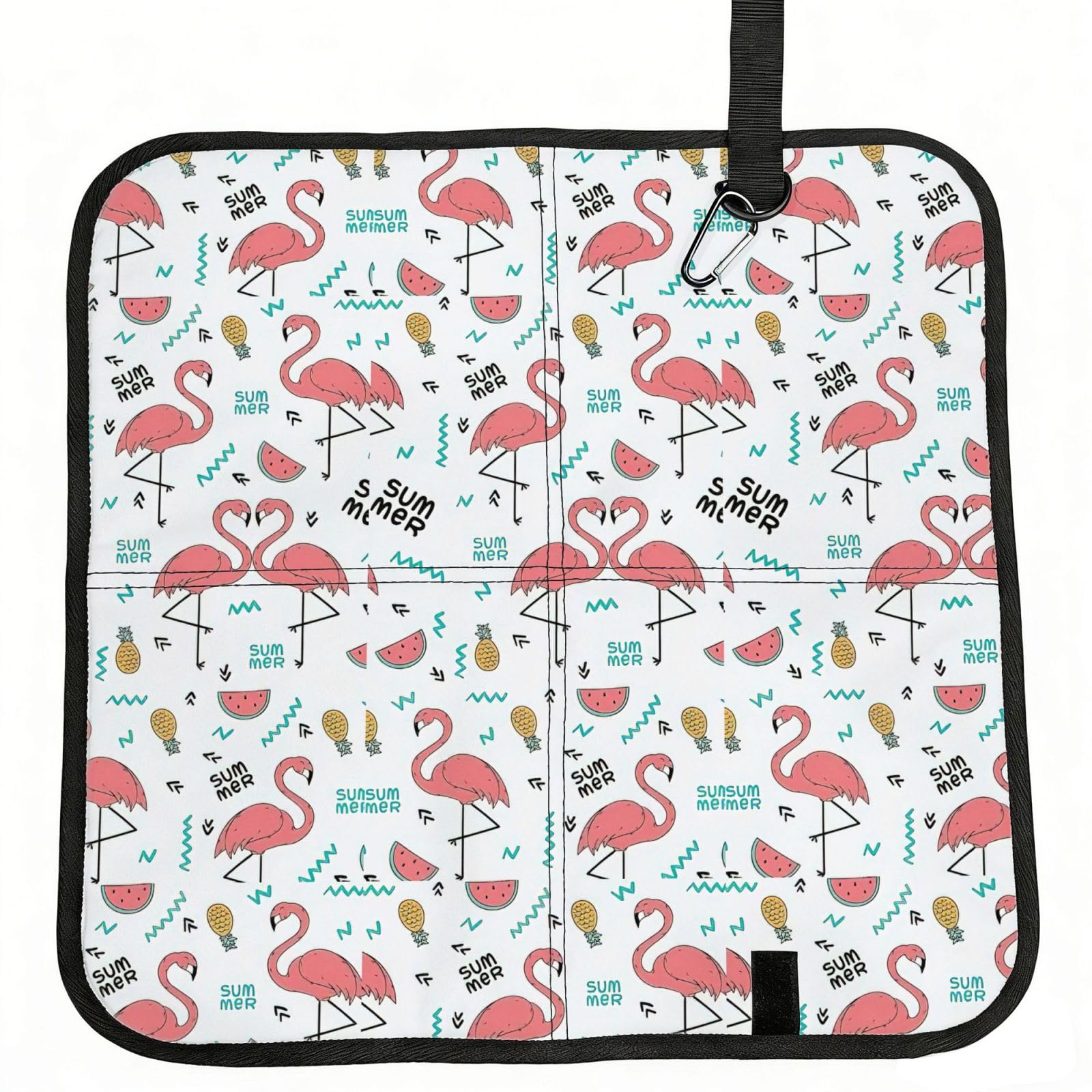SDEGTHO Pink Flamingo. Printed Foldable Seat Pad with Closure, Lightweight Cushion for Airplane Travel Camping