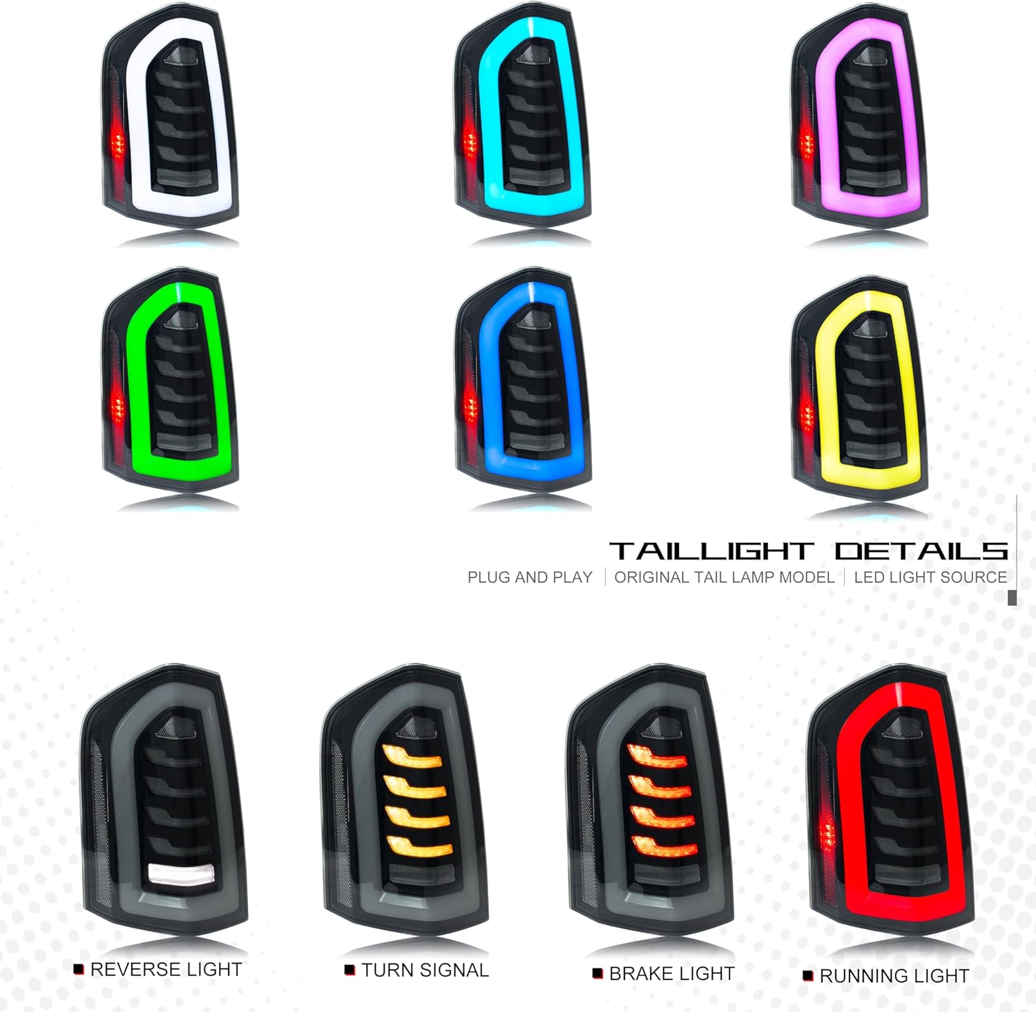 inginuity time LED Tail Lights for Chrysler 300 300S 300C 2011-2014 Start-up Animation Sequential Turn Signal Rear Lamps Accessory Assembly（Not Fit 2015-2020）