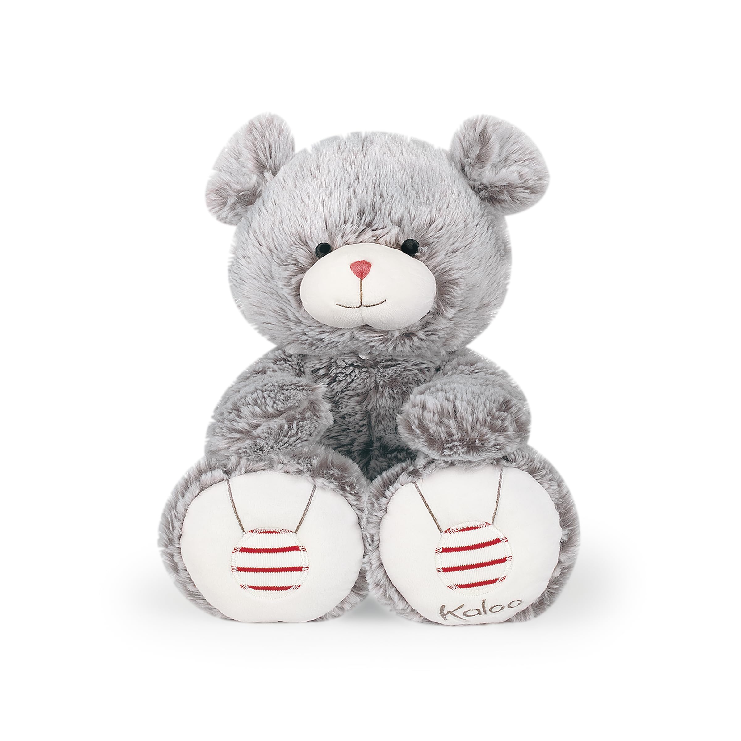 Kaloo - Rouge Peluche Ours Maé Gris Prestige 38 cm - Petit Ours en Peluche en Fourrure Soyeuse - Doudou Ultra Doux pour Bébé - Dès la Naissance, K962754
