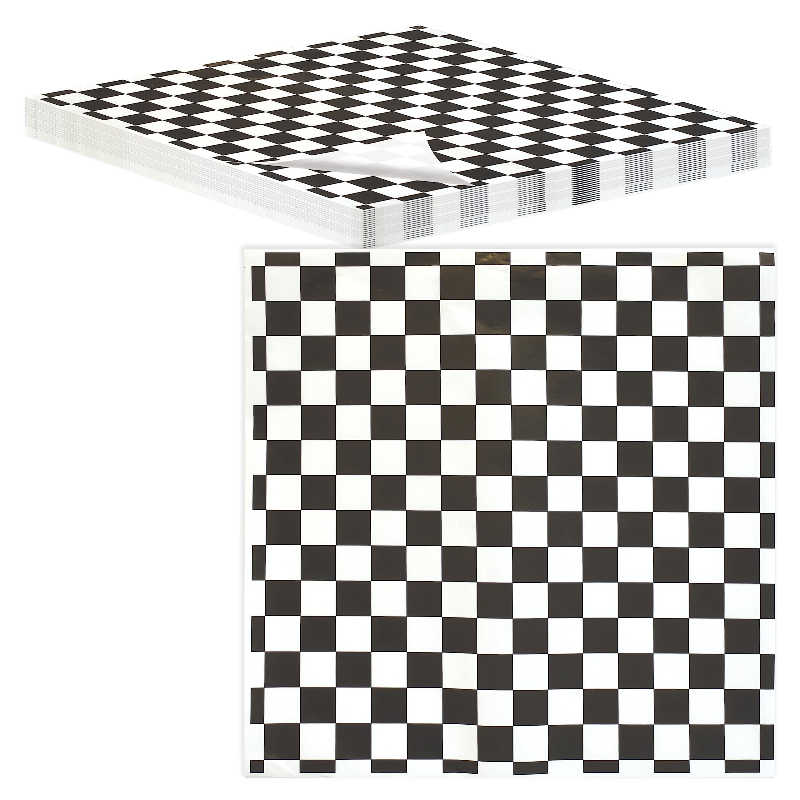 Better Kitchen Products 300-Count Extra Large Checkered Deli Dry Wax Paper Sheets, 15 x 15 inch, Greaseproof Deli Wrap for Foodservice, Food Basket Liners, Disposable Liners for Food Concession