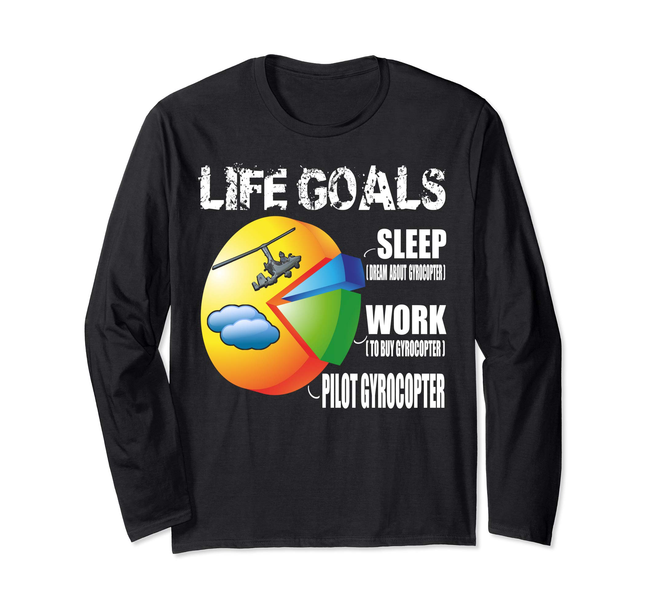 Autogyro Pilot Training Chart Gyroplane Wings Aircraft Pilot Long Sleeve T-Shirt