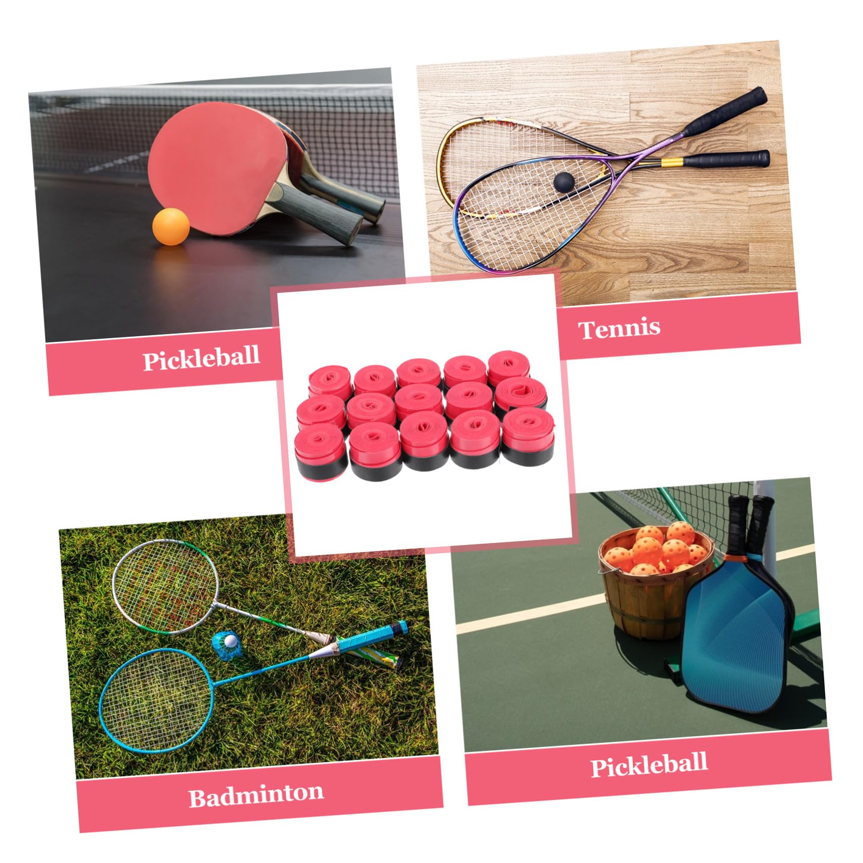 UPKOCH 60 Cintas Elásticas para Raqueta de Bádminton y Tenis Absorbentes y Antideslizantes Color Rojo Multifunción para Agarre Seguro en Deportes de Raqueta Paquete de 60 Unidades