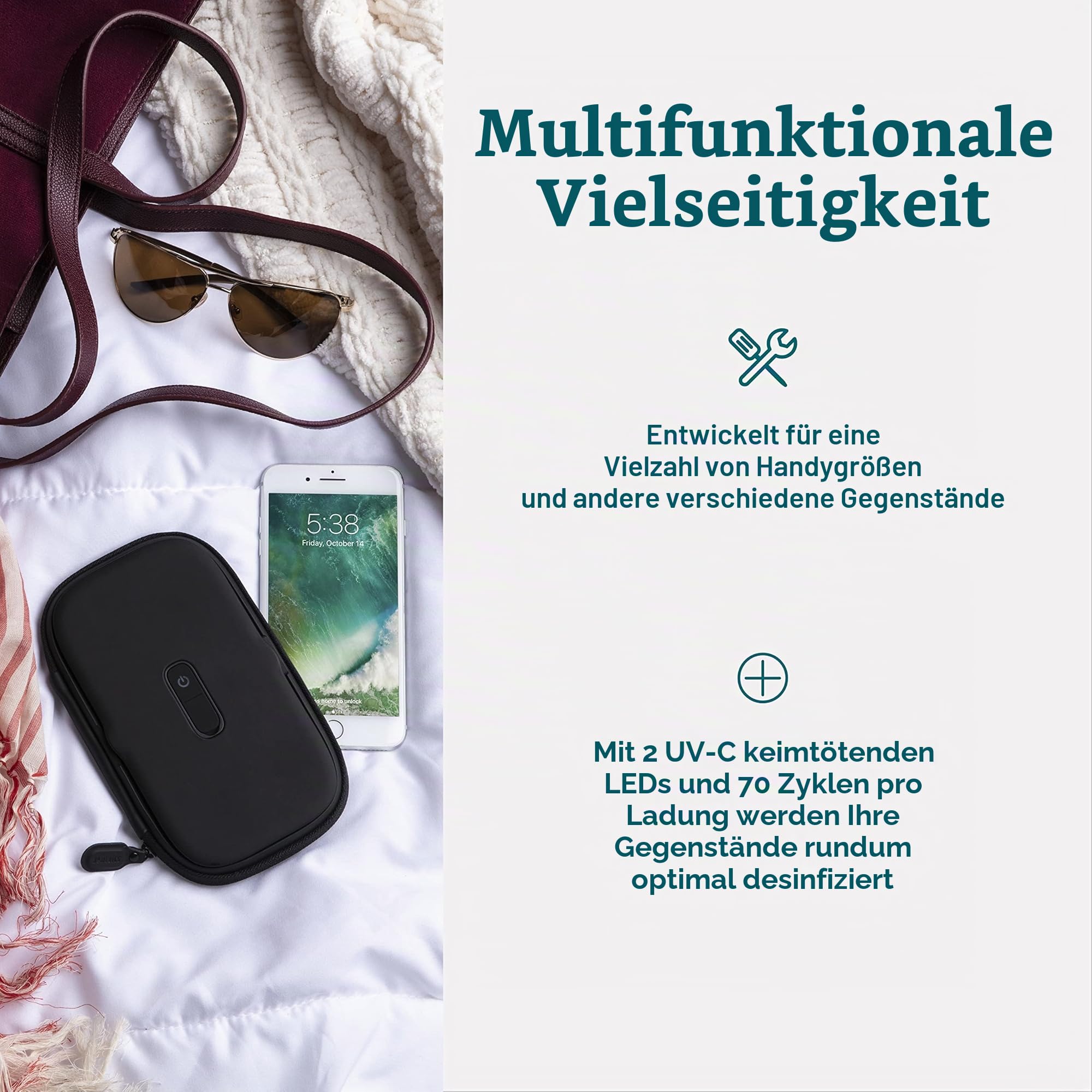 HoMedics UV-Clean Smartphone Sanitizer UVC Desinfektionsgerät | Schneller als jeder andere UV Sterilisator auf dem Markt | Tötet bis zu 99,9% der Bakterien und Viren auf DNA-Ebene, ohne Chemikalien