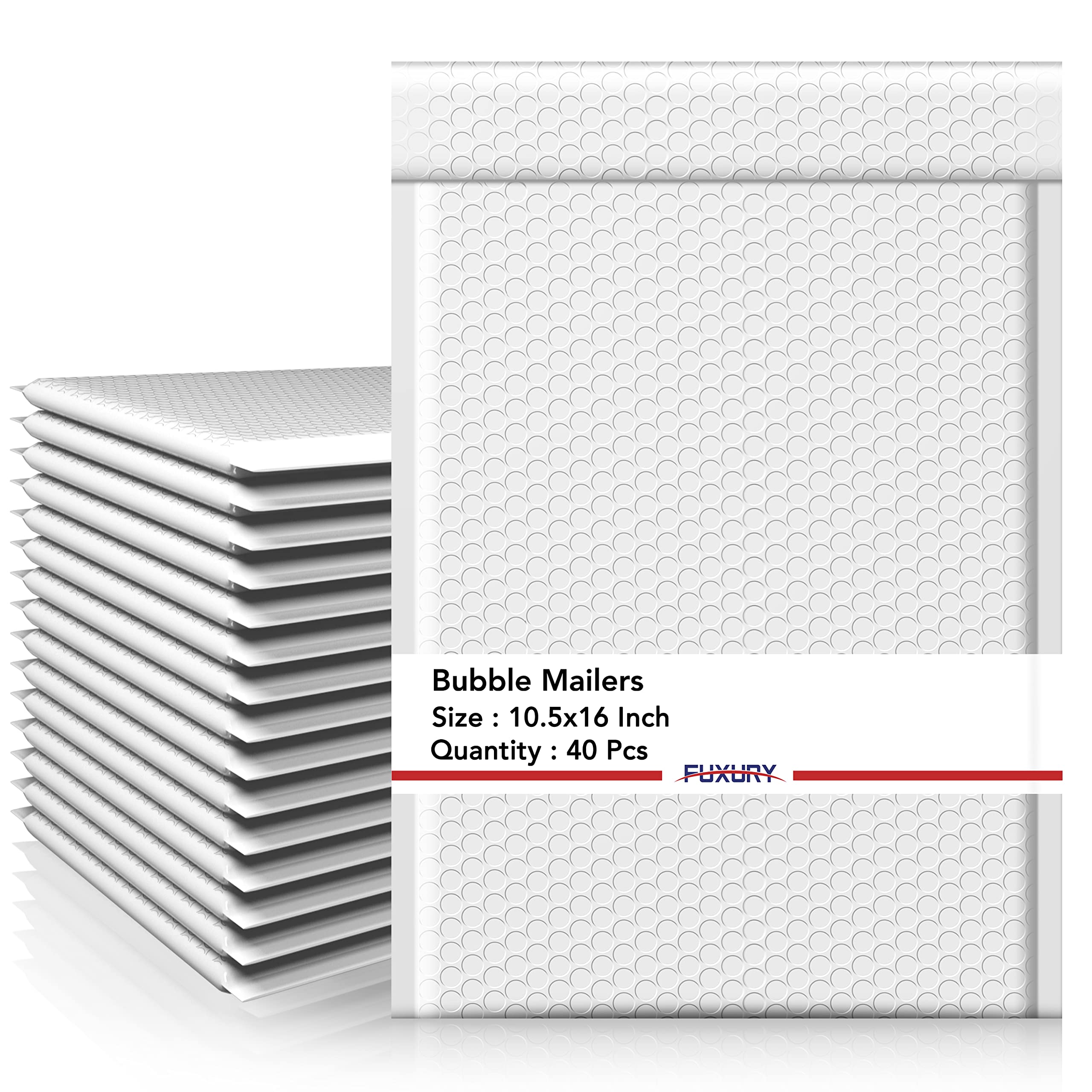 Fuxury White Bubble Mailers 8.5x12” 40 Pack Opaque Padded Envelopes Usable Size 8.5x11" Waterproof Bubble Envelopes Thick Padded Mailers for Small Business Mailing Books Clothes