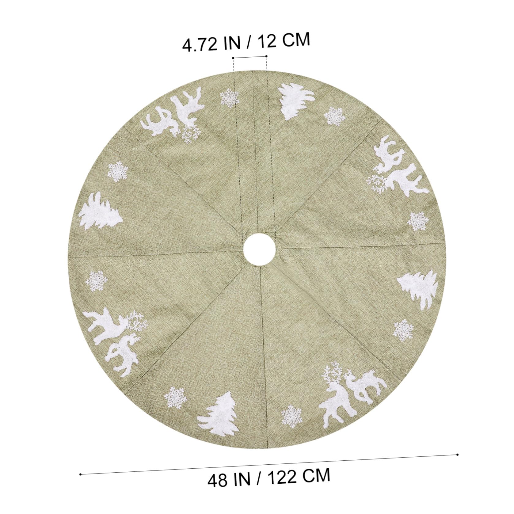 POPETPOP 1pièce Jupe de Sapin de Noël Tissu Épais avec Broderie Festive Cache-Pied Décoratif pour Intérieur Jupe de Noël avec Motifs Flocons et Cerfs Décoration Traditionnelle Élégante